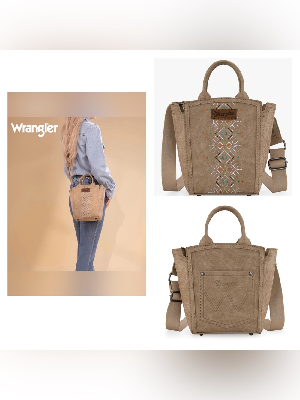 Wrangler Western Handbag for Women Embroidery Aztec Shoulder Purse